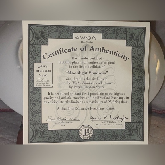 WOLF collector plate MOONLIGHT SHADOWS Persis Clayton Weirs WINTER SHADOW wolves - Picture 3 of 4